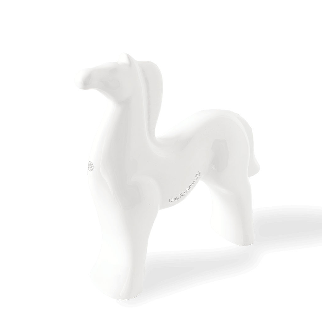 Figura Caballo Feng Shui de Céramica Blanco | Caballo Horoscopo Chino