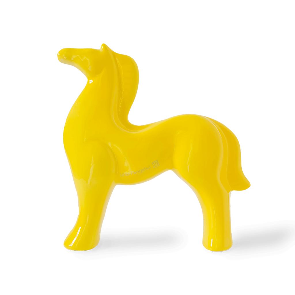Figura Caballo Feng Shui de Céramica Amarillo Chino