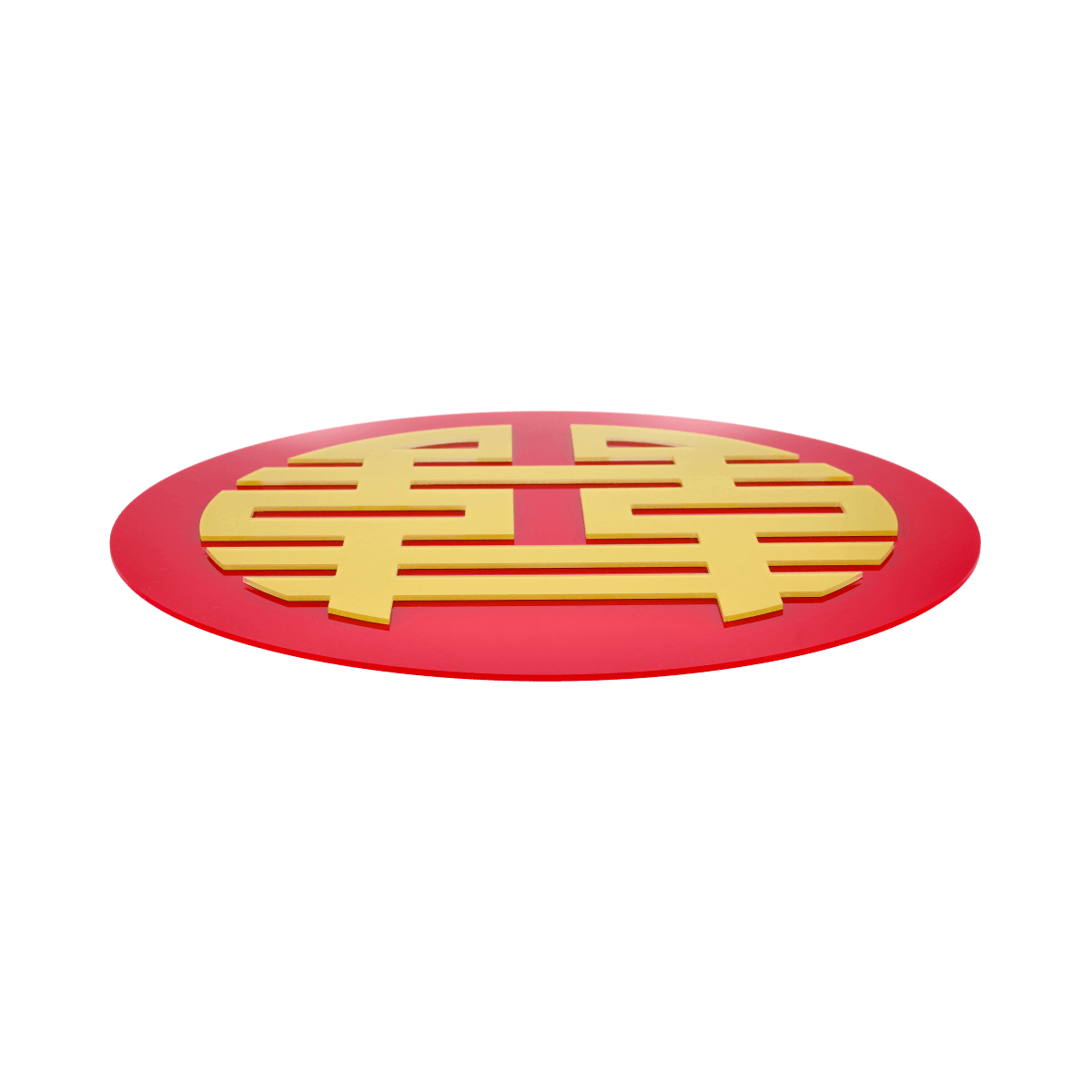 Simbolos Feng Shui de Felicidad Rojo y Oro 